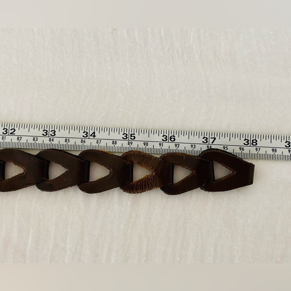 Braided Brown Leather Waist Belt - Small to Medium - Picture 6 of 8